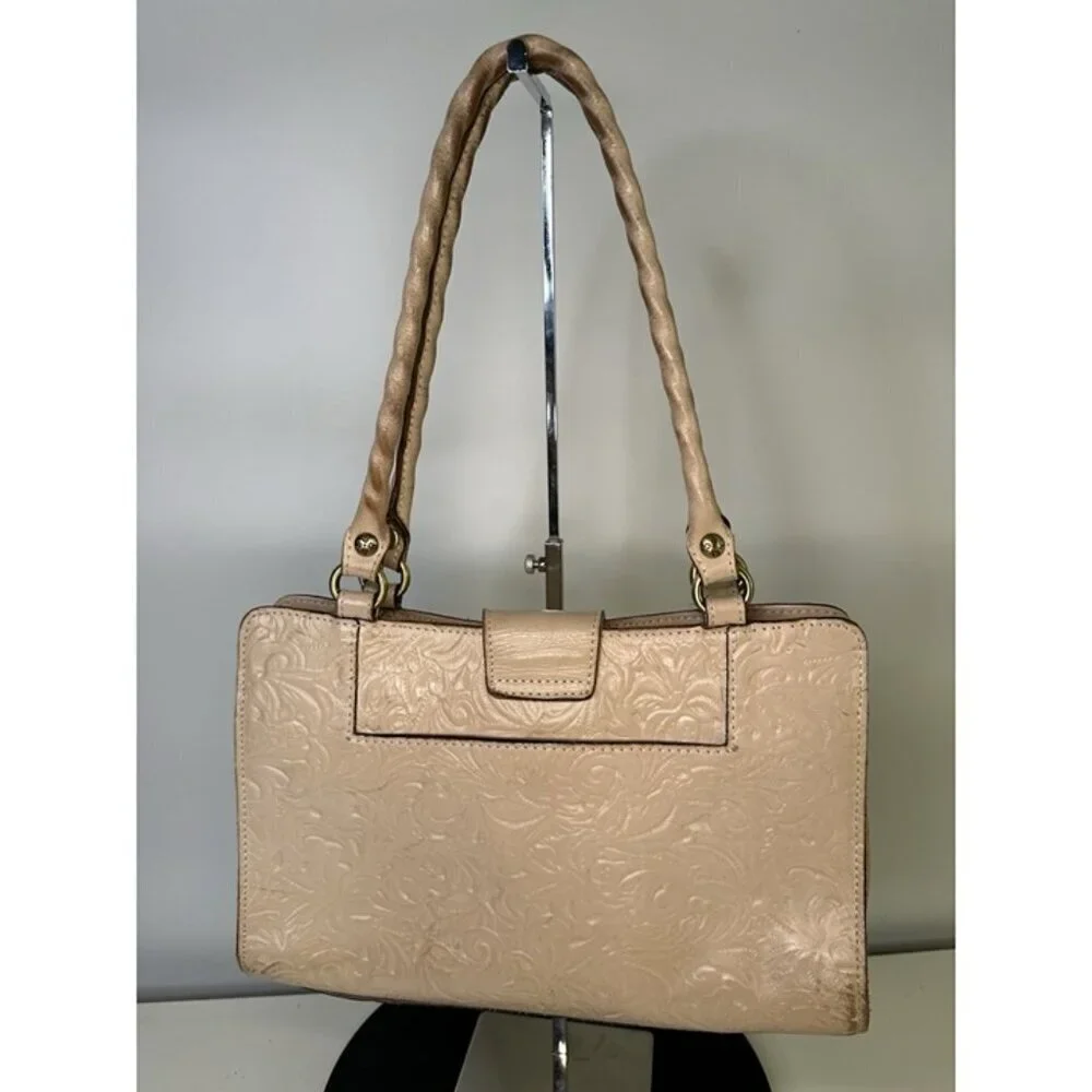 Patricia Nash Rienzo Satchel Tooled Leather Purse - Light Pink Pre-owned